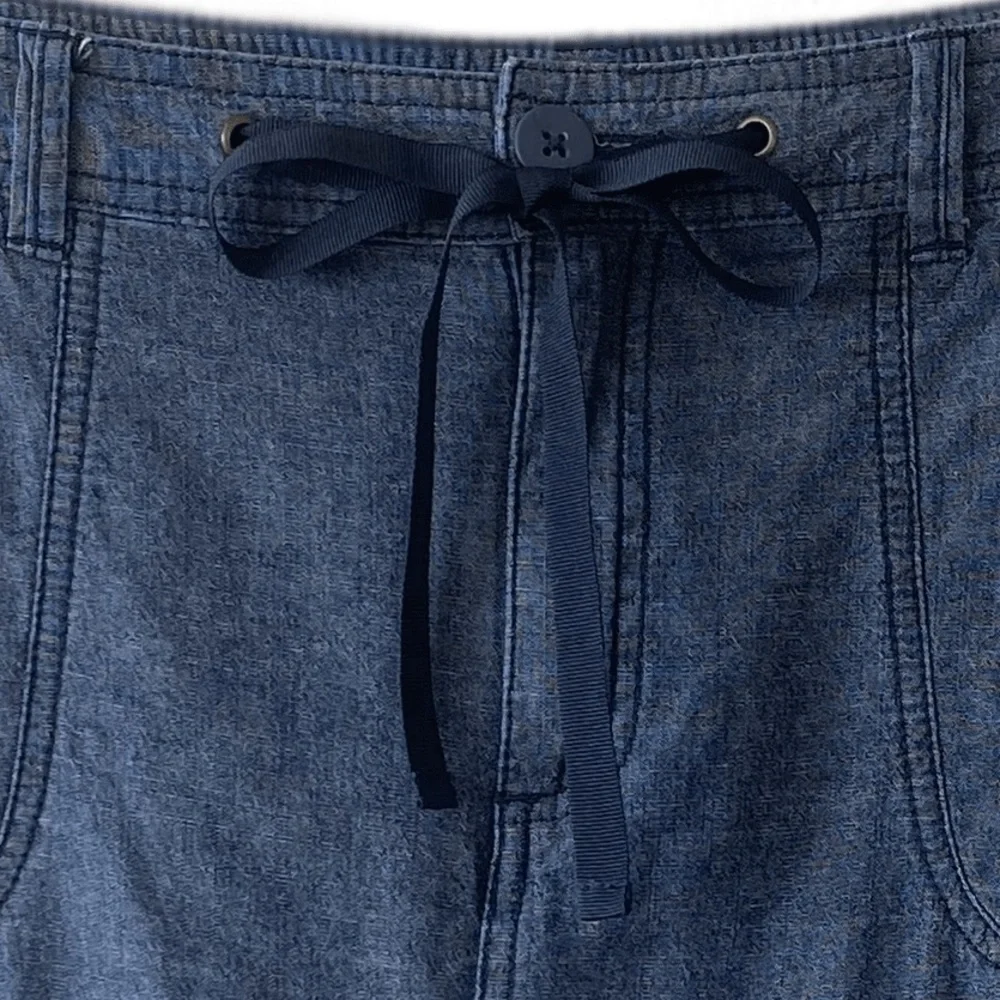 Chambray Skort Tie Waist Chambray Denim Style Shorts Skirt White Stag Size 14